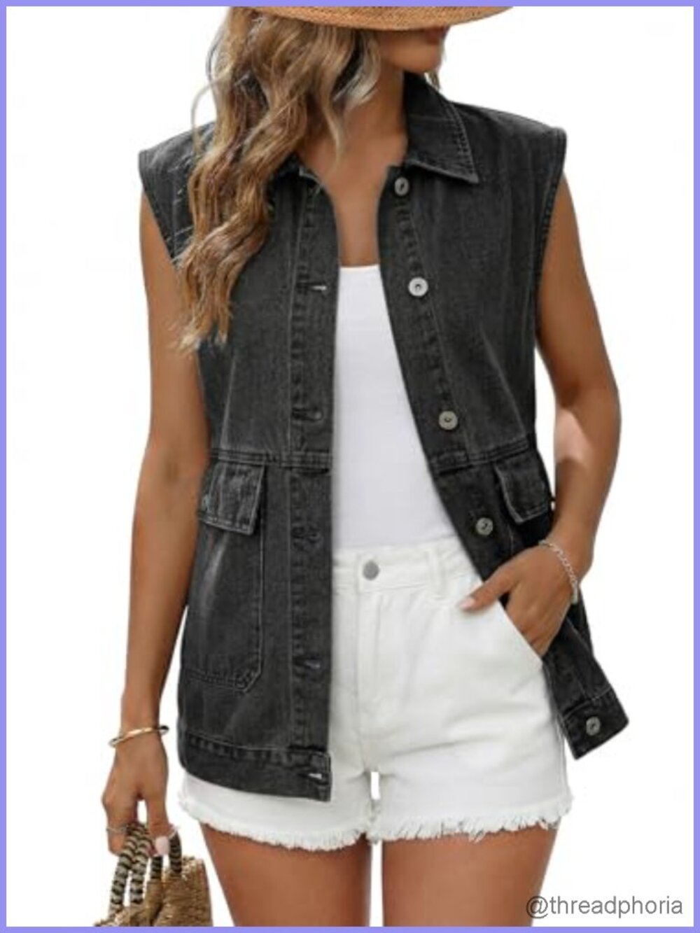 Dokotoo Women's Denim Vest Sleeveless Jacket with Pockets Regular Fit